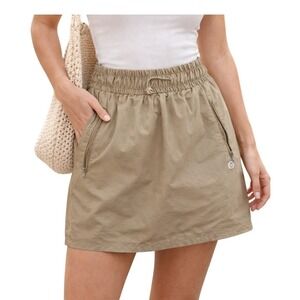 Born Outdoor Khaki Skort with Built-In Shorts | Elastic Waist | Size M Acubi